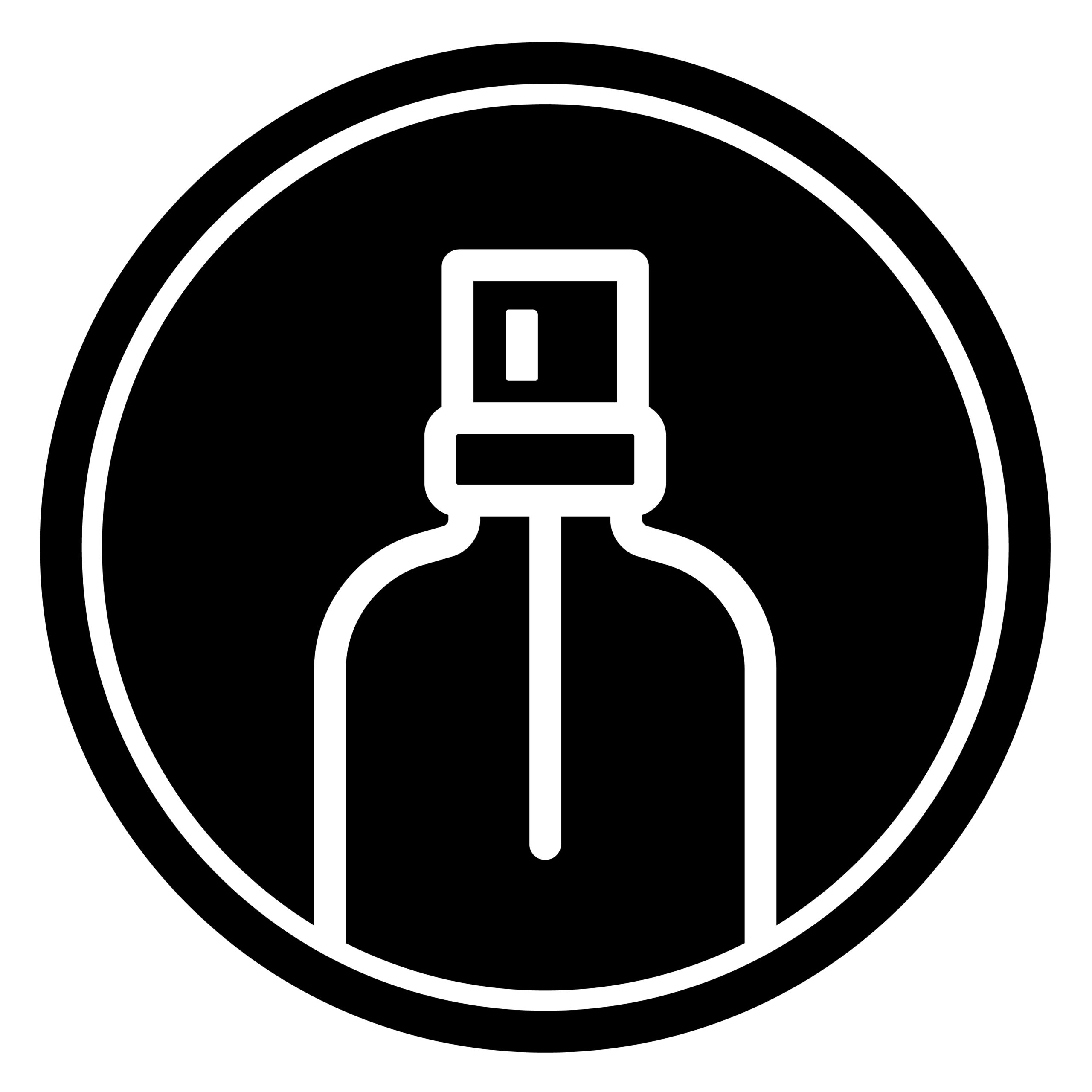 Samplerin logo, hajuvesinäytepullo